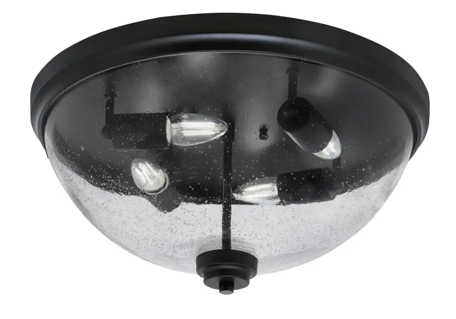 18" Clear Bubble Glass Flush Mount in Matte Black - Image 1