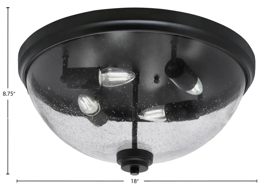 18" Clear Bubble Glass Flush Mount in Matte Black - Image 2