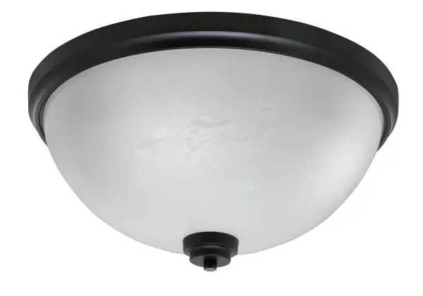 This 18-inch flush mount combines contemporary matte black finish with sophisticated white marble glass, delivering both style and function. Four-bulb configuration provides excellent illumination for medium-sized spaces.
