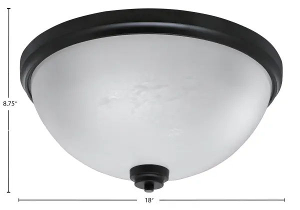 This 18-inch flush mount combines contemporary matte black finish with sophisticated white marble glass, delivering both style and function. Four-bulb configuration provides excellent illumination for medium-sized spaces. - alternate view