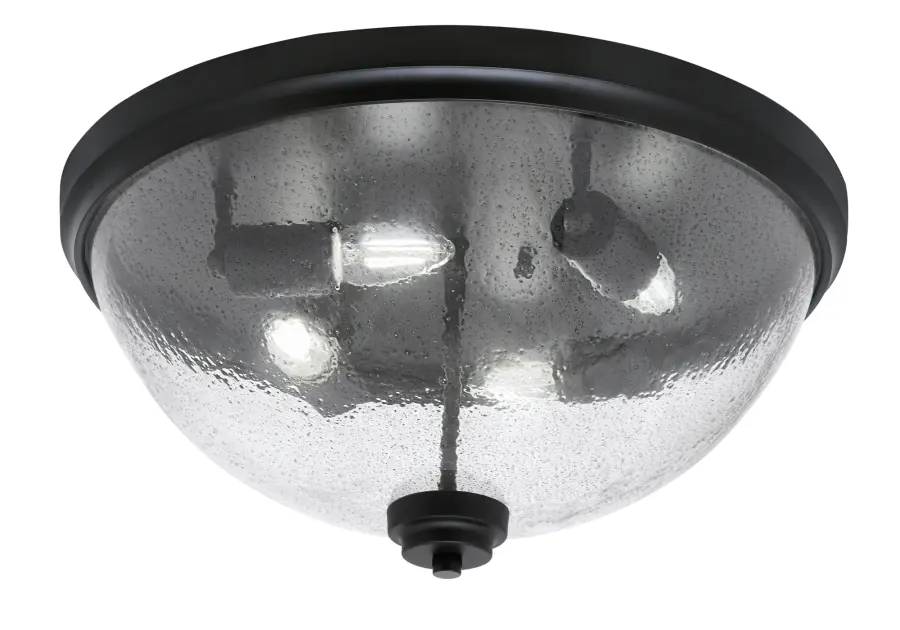 18" Smoke Bubble Glass Flush Mount in Matte Black - Image 1