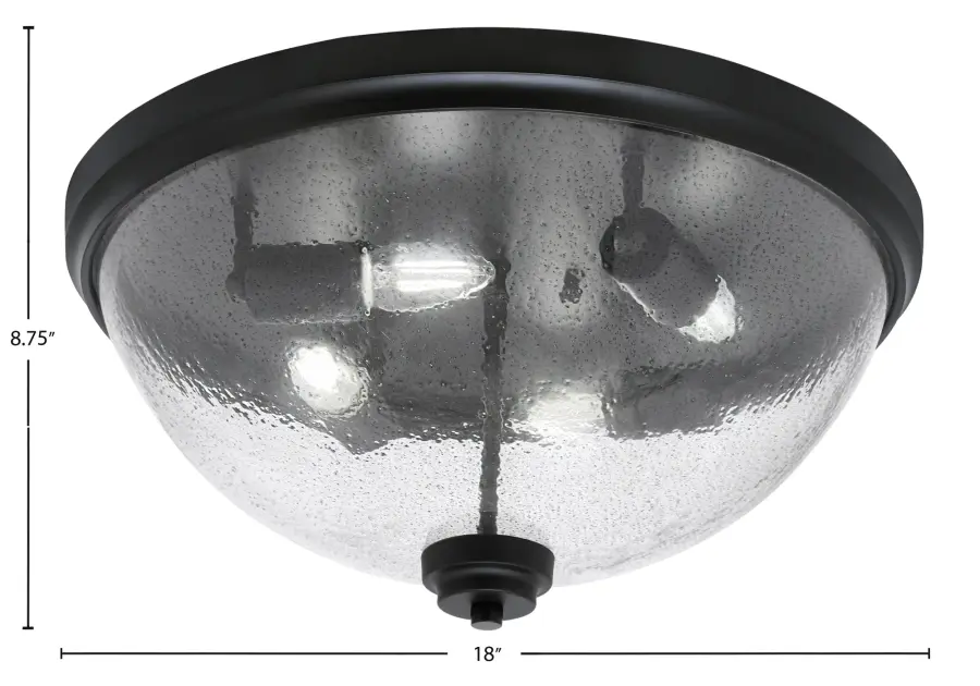 18" Smoke Bubble Glass Flush Mount in Matte Black - Image 2