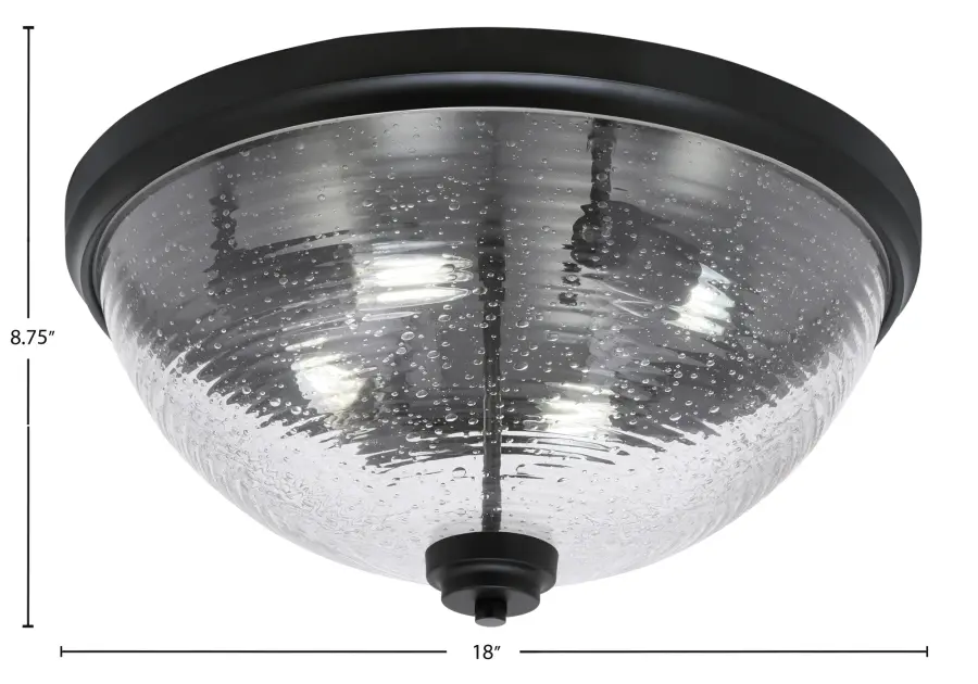 18" Ribbed Clear Bubble Glass Flush Mount in Matte Black - Image 2