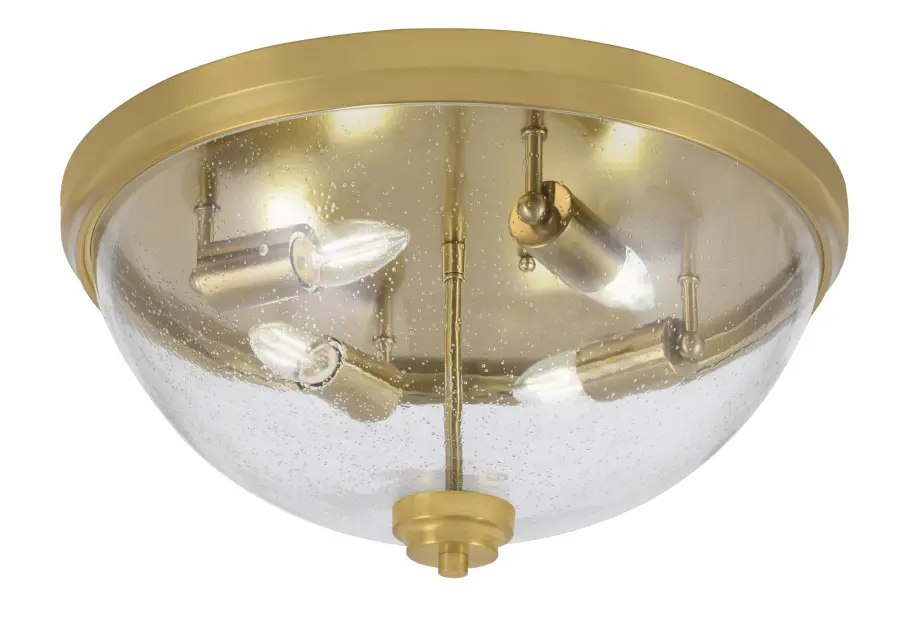 18" Clear Bubble Glass Flush Mount in New Age Brass - Image 1