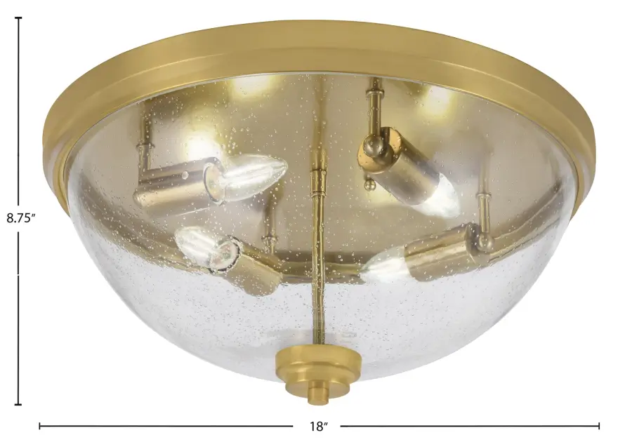 18" Clear Bubble Glass Flush Mount in New Age Brass - Image 2