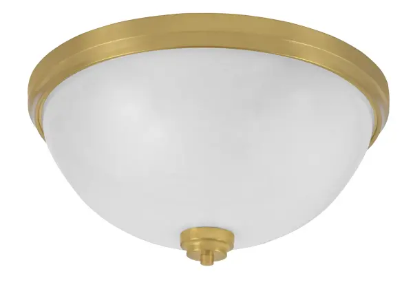 This 18" flush mount combines timeless New Age Brass finish with sophisticated White Marble Glass for a refined look. Perfect for low-ceiling spaces, it provides ample illumination with 4 bulbs while maintaining a sleek profile.