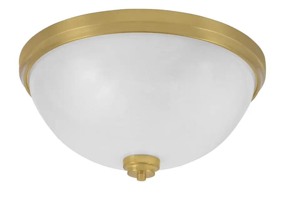18" White Marble Glass Flush Mount in New Age Brass - Image 1