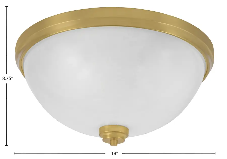 18" White Marble Glass Flush Mount in New Age Brass - Image 2