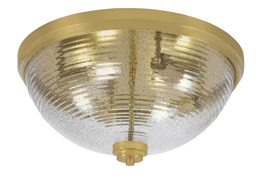 18" Flush Mount with Smoke Ribbed Glass - Image 1