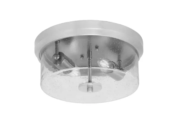 This 12-inch flush mount combines brushed nickel elegance with playful bubble glass texture, perfect for low ceilings and smaller spaces. The dual-bulb design provides ample illumination while the contemporary styling fits seamlessly into modern interiors.