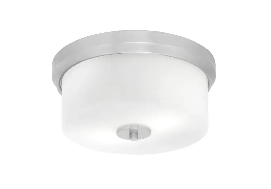 Toltec Lighting 12" Brushed Nickel Flush Mount with White Marble Glass - Image 1