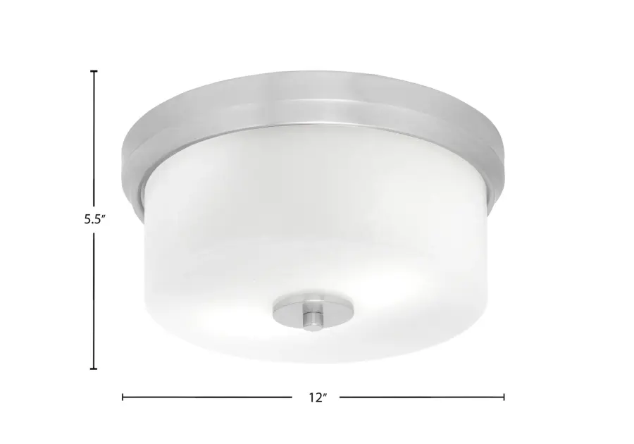 Toltec Lighting 12" Brushed Nickel Flush Mount with White Marble Glass - Image 2
