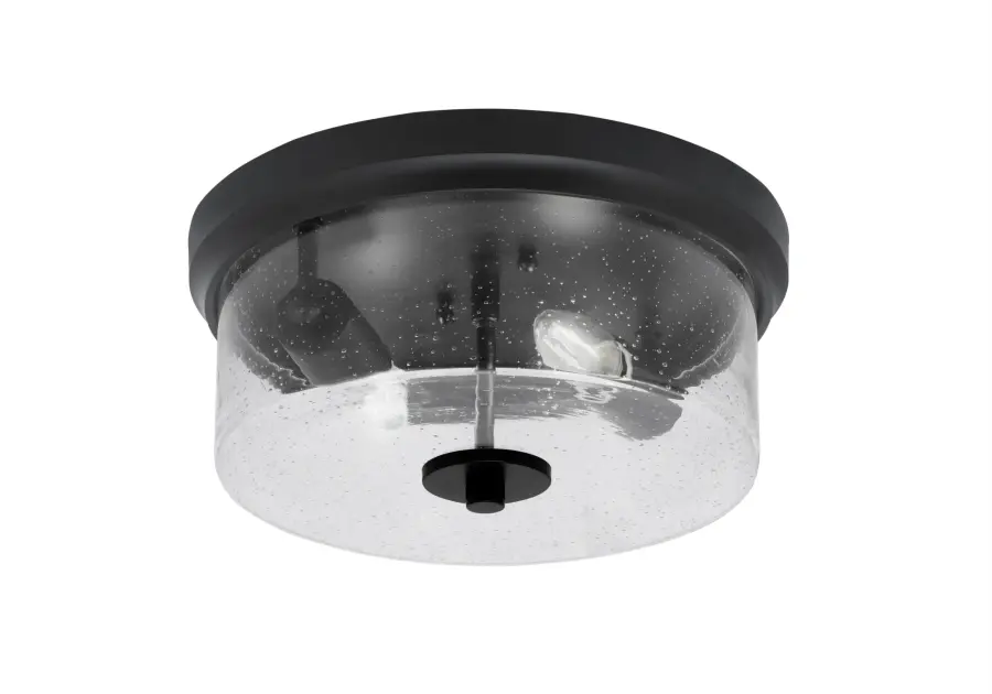 12" Clear Bubble Glass Flush Mount in Matte Black - Image 1