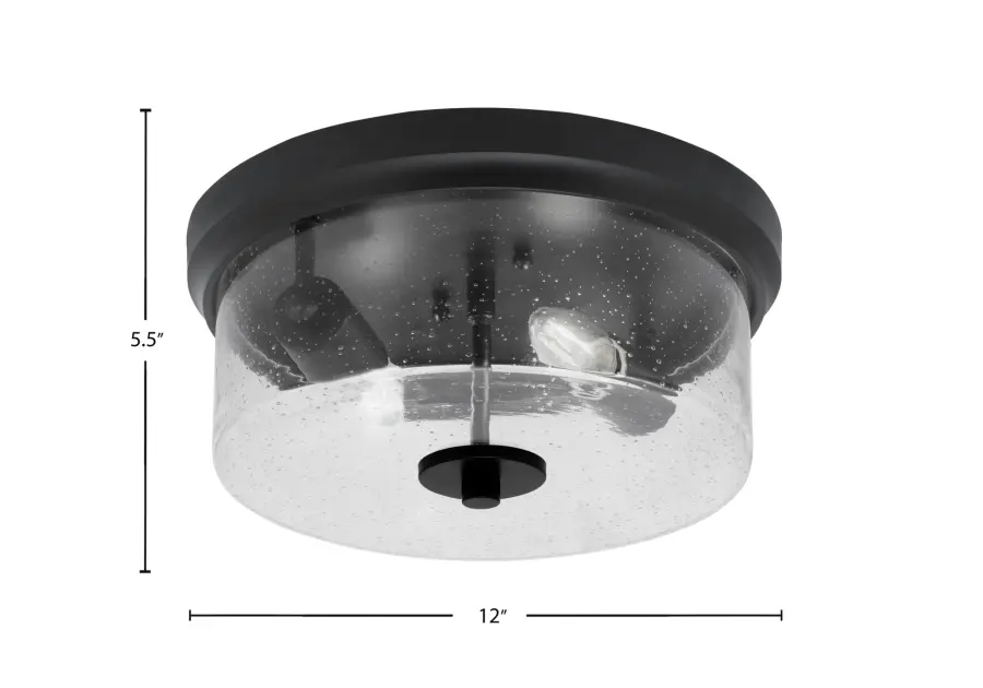 12" Clear Bubble Glass Flush Mount in Matte Black - Image 2