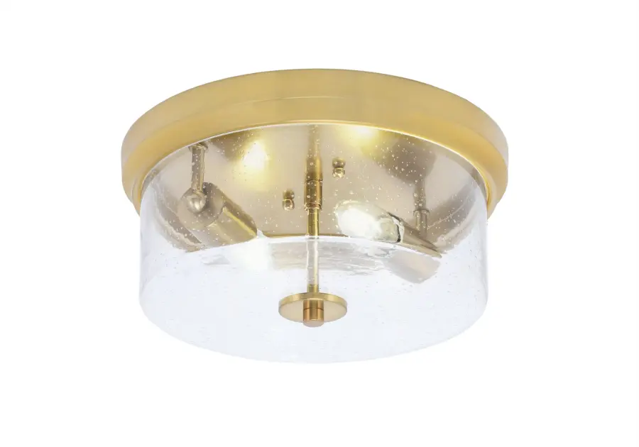 12" Clear Bubble Glass Flush Mount in New Age Brass - Image 1