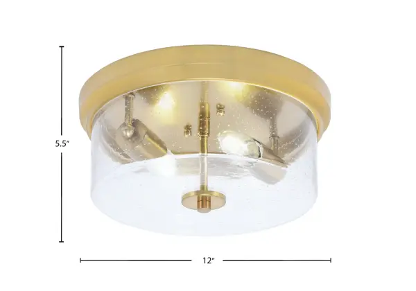 12" Clear Bubble Glass Flush Mount in New Age Brass - Image 2