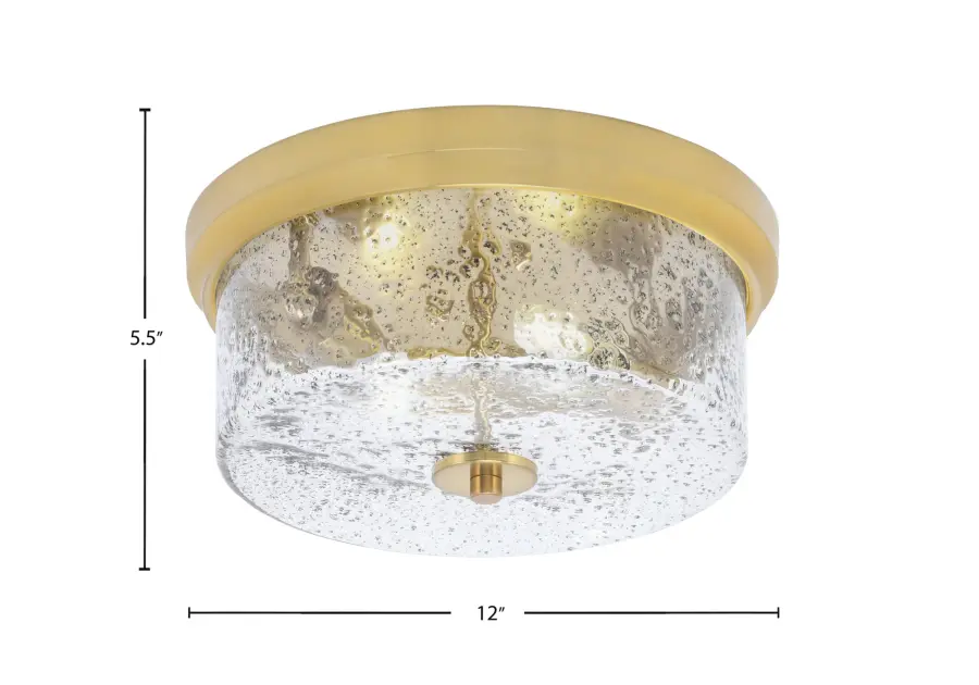 12" Smoke Bubble Glass Flush Mount in New Age Brass - Image 2