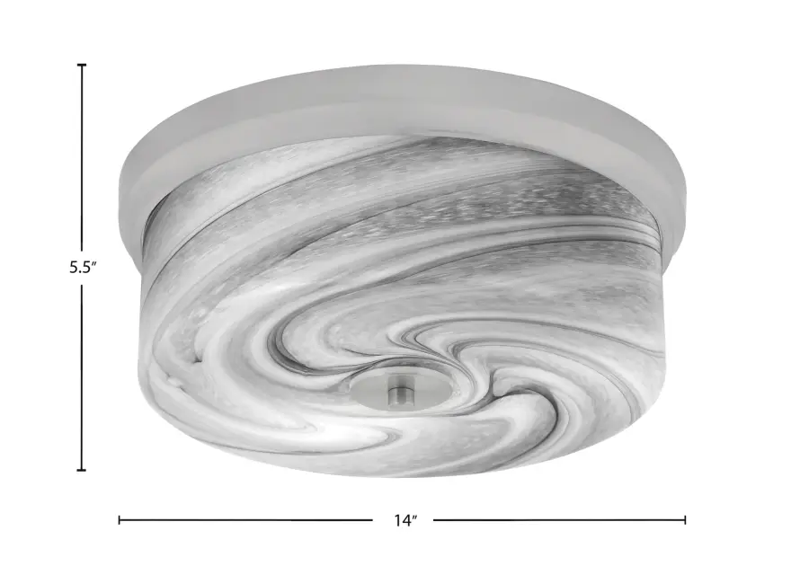 14" Onyx Swirl Glass Flush Mount - Brushed Nickel - Image 2