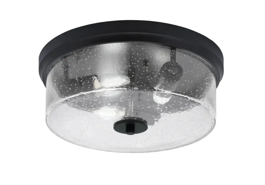 14" Clear Bubble Glass Flush Mount in Matte Black - Image 1