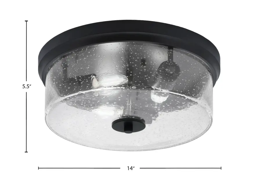 14" Clear Bubble Glass Flush Mount in Matte Black - Image 2