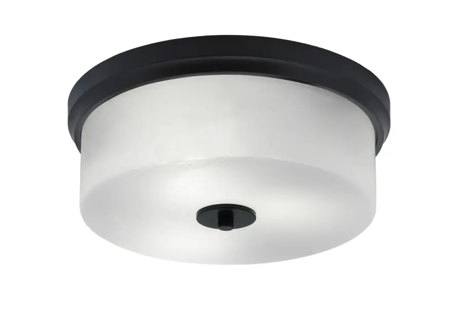 14" White Marble Glass Flush Mount in Matte Black - Image 1