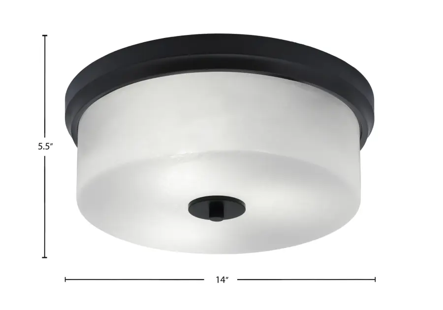 14" White Marble Glass Flush Mount in Matte Black - Image 2