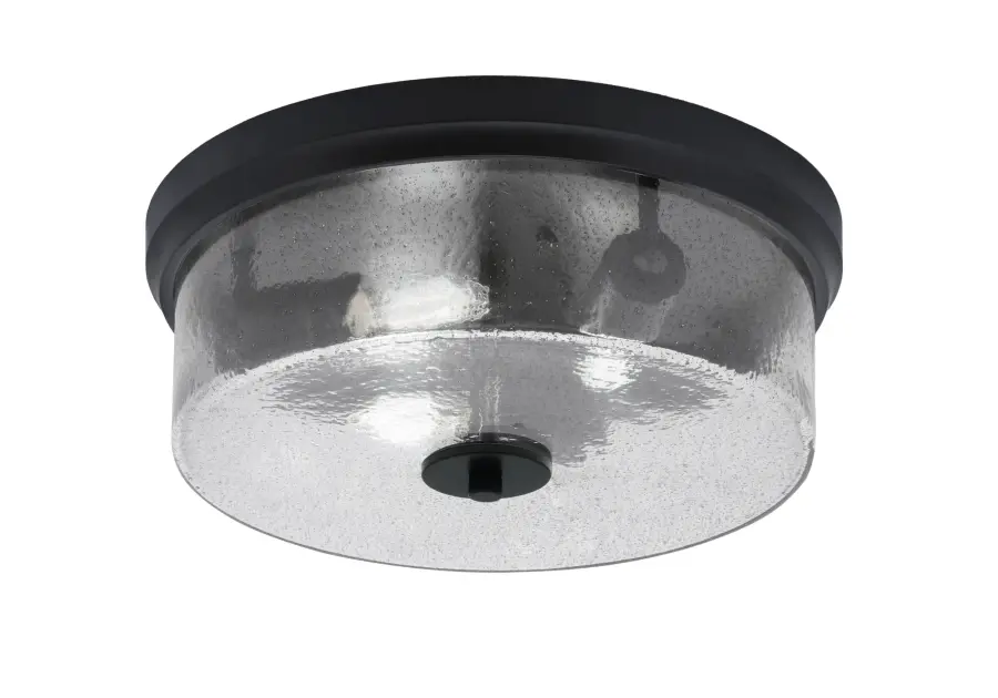 14" Smoke Bubble Glass Flush Mount in Matte Black - Image 1