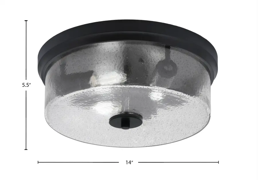 14" Smoke Bubble Glass Flush Mount in Matte Black - Image 2