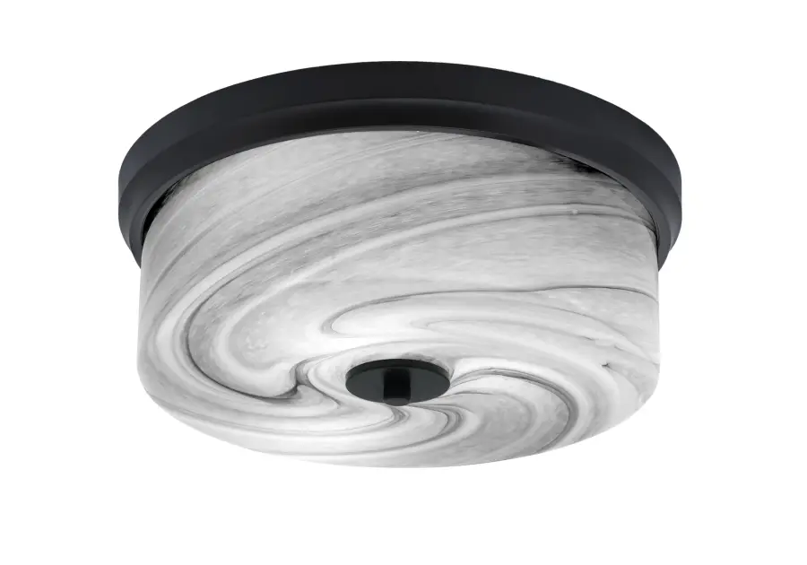 14" Onyx Swirl Glass Flush Mount in Matte Black - Image 1