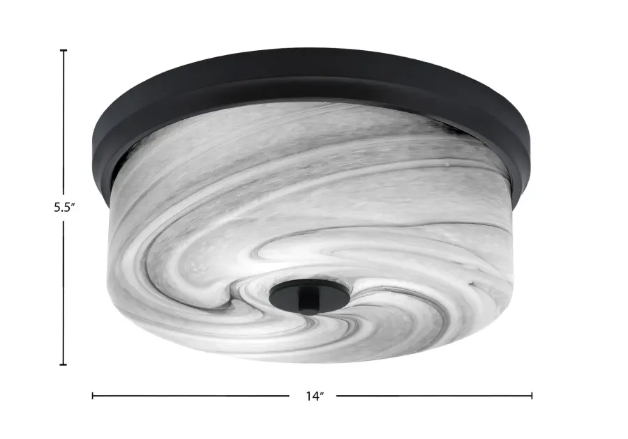 14" Onyx Swirl Glass Flush Mount in Matte Black - Image 2