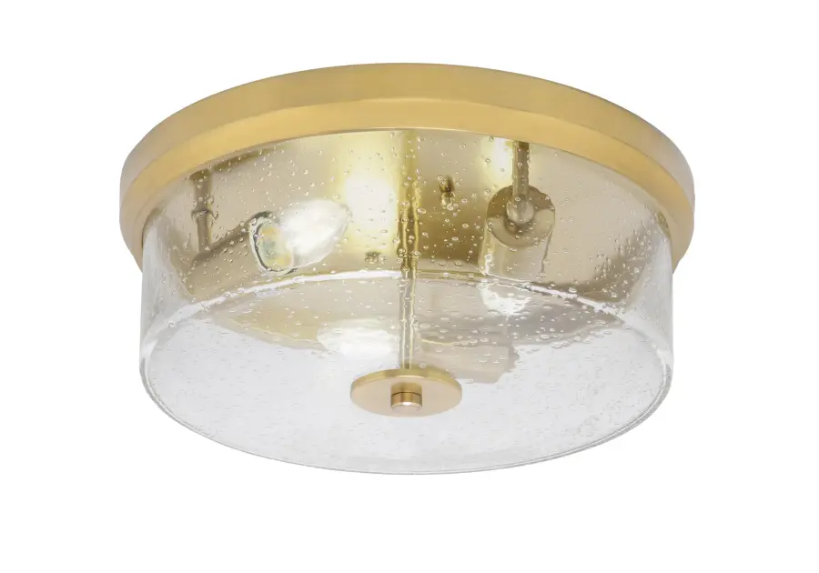 14" Clear Bubble Glass Flush Mount in New Age Brass - Image 1
