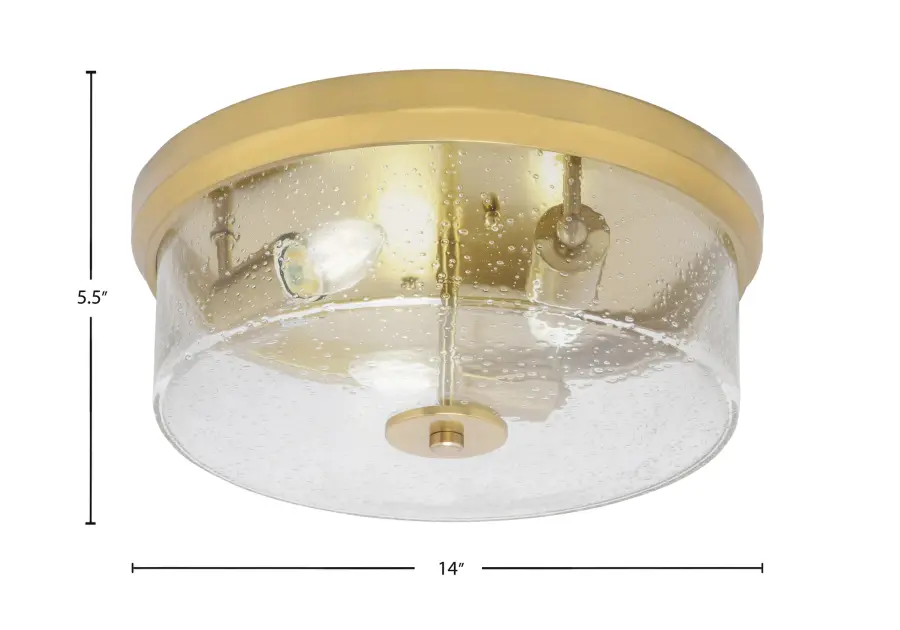 14" Clear Bubble Glass Flush Mount in New Age Brass - Image 2