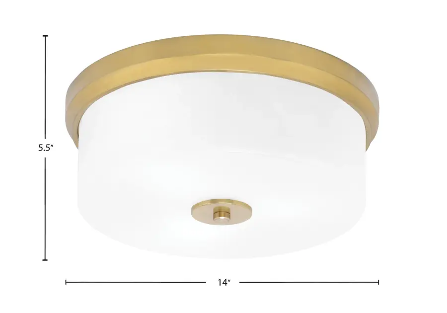 14" White Marble Glass Flush Mount in New Age Brass - Image 2