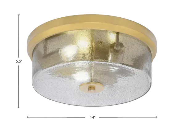 This 14" flush mount combines modern sophistication with classic brass styling. The smoke bubble glass creates visual interest while the compact 5.5" profile works perfectly for lower ceilings. ETL listed and dimmable for versatility. - alternate view