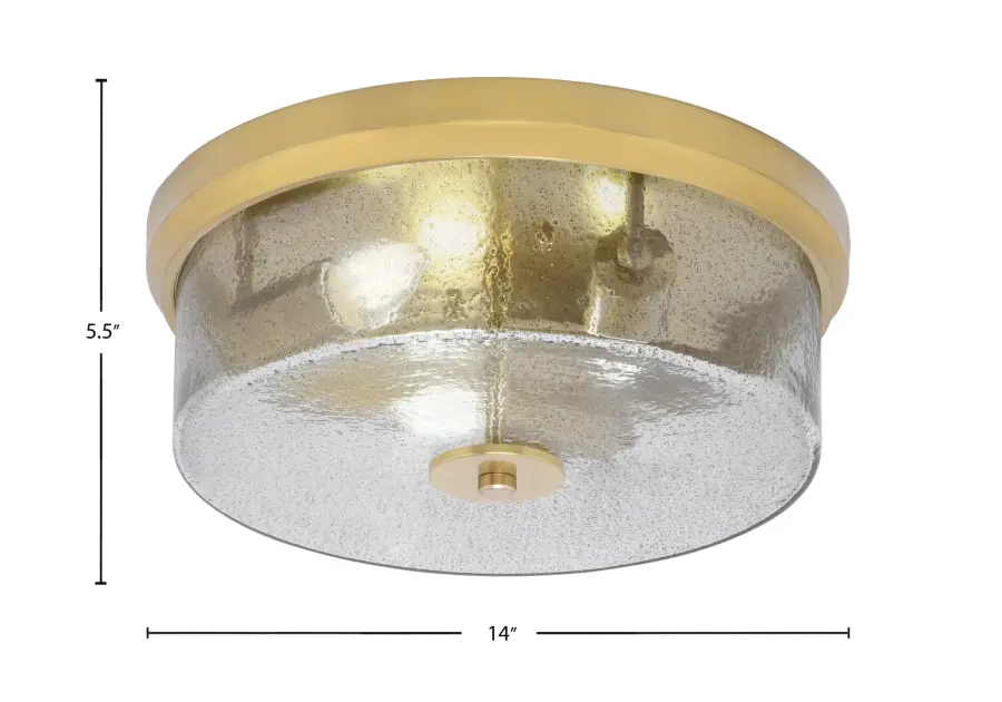 14" Smoke Bubble Glass Flush Mount in New Age Brass - Image 2