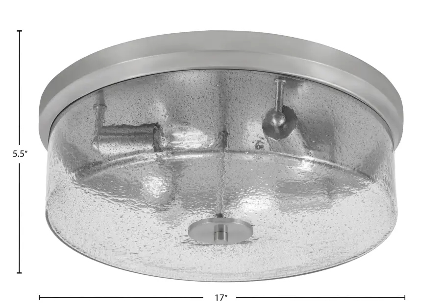 17" Smoke Bubble Glass Flush Mount in Brushed Nickel - Image 2