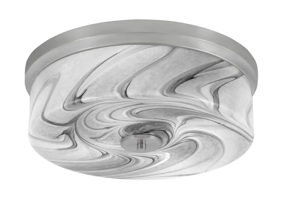 17" Onyx Swirl Glass Flush Mount in Brushed Nickel - Image 1
