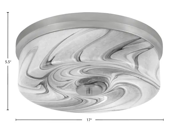 17" Onyx Swirl Glass Flush Mount in Brushed Nickel - Image 2