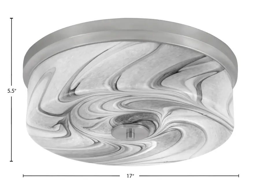 17" Onyx Swirl Glass Flush Mount in Brushed Nickel - Image 2