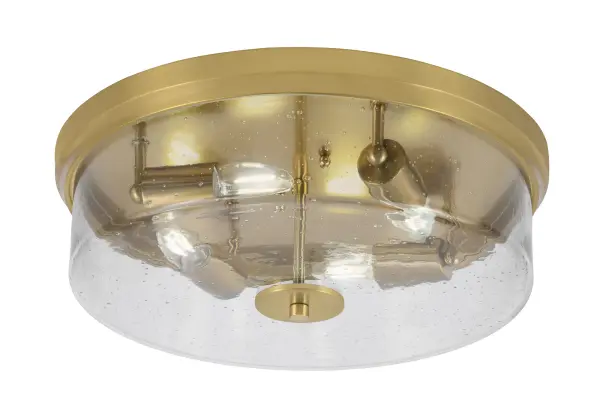 This 17-inch flush mount combines contemporary bubble glass with warm New Age Brass finish, creating an inviting ambiance. The 4-bulb design provides ample illumination while the low 5.5-inch profile works perfectly for standard ceiling heights.