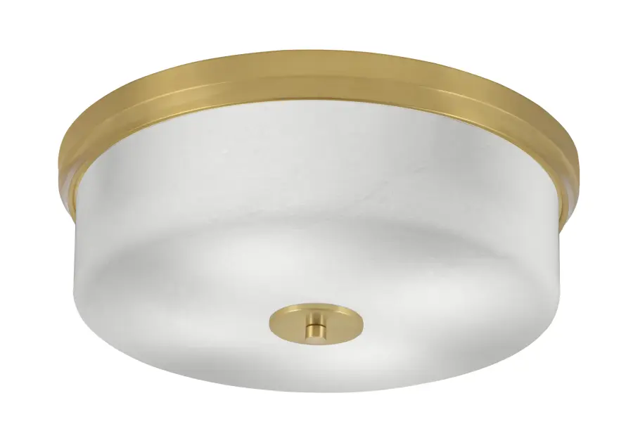 17" White Marble Glass Flush Mount in New Age Brass - Image 1
