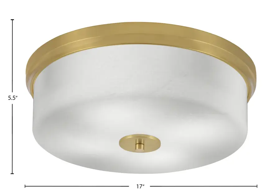 17" White Marble Glass Flush Mount in New Age Brass - Image 2