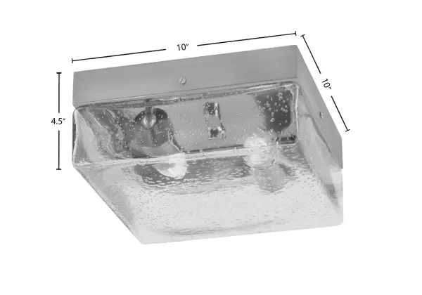 This 10-inch flush mount combines sleek brushed nickel with whimsical bubble glass for a refined yet playful aesthetic. Perfect for smaller spaces or low ceilings, it delivers ample light through two bulbs while maintaining a minimalist profile. - alternate view