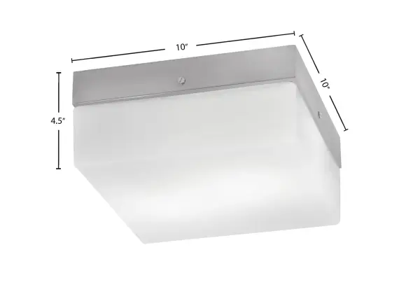This 10-inch flush mount combines refined brushed nickel with white marble glass for a sophisticated look. Perfect for low-ceiling spaces, it delivers warm, diffused light with a compact footprint. - alternate view