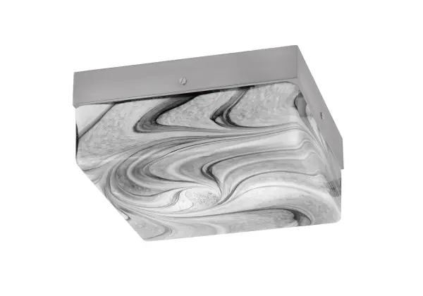 This 10" flush mount combines modern sophistication with practical design. The brushed nickel finish and unique onyx swirl glass create visual interest while the low-profile design works perfectly for rooms with lower ceilings.