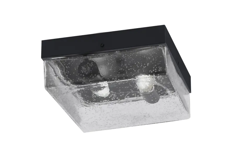 10" Clear Bubble Glass Flush Mount in Matte Black - Image 1