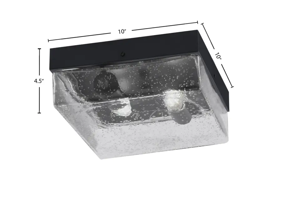 10" Clear Bubble Glass Flush Mount in Matte Black - Image 2