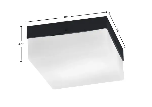 This 10" flush mount combines modern matte black styling with timeless white marble glass. Perfect for low-ceiling rooms, it delivers warm, diffused light while maintaining a sleek profile. Ideal for bedrooms, hallways, and bathrooms. - alternate view