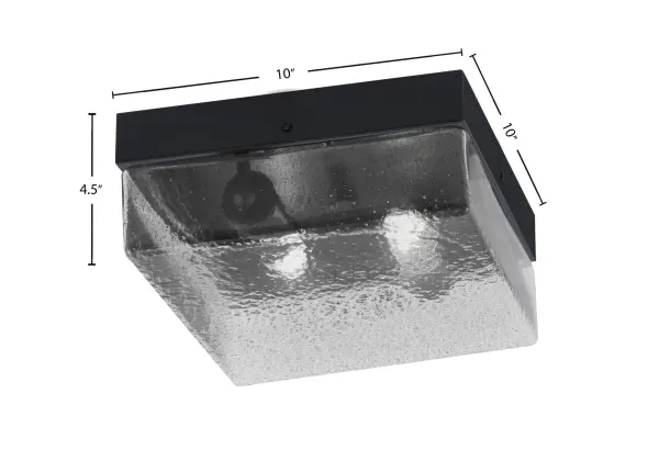 This compact 10" flush mount combines modern matte black finish with distinctive smoke bubble glass for a sophisticated look. Perfect for lower ceilings and smaller spaces, it delivers warm ambient lighting with contemporary style. - alternate view