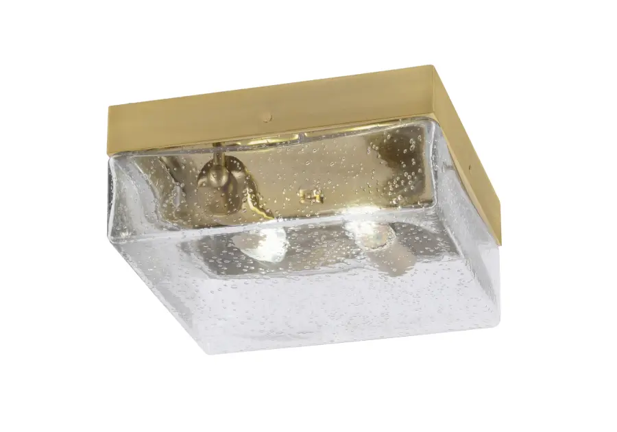 10" Clear Bubble Glass Flush Mount in New Age Brass - Image 1